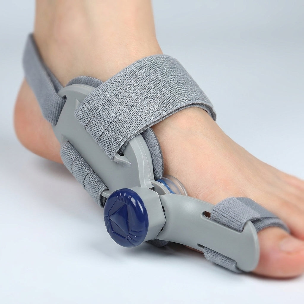 The adjustable knob of the Archwell splint at the big-toe joint